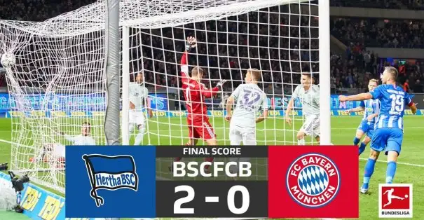 Haftanın açılış karşılaşmasında Hertha Berlin Bayern Münih'i 2-0 mağlup etti
