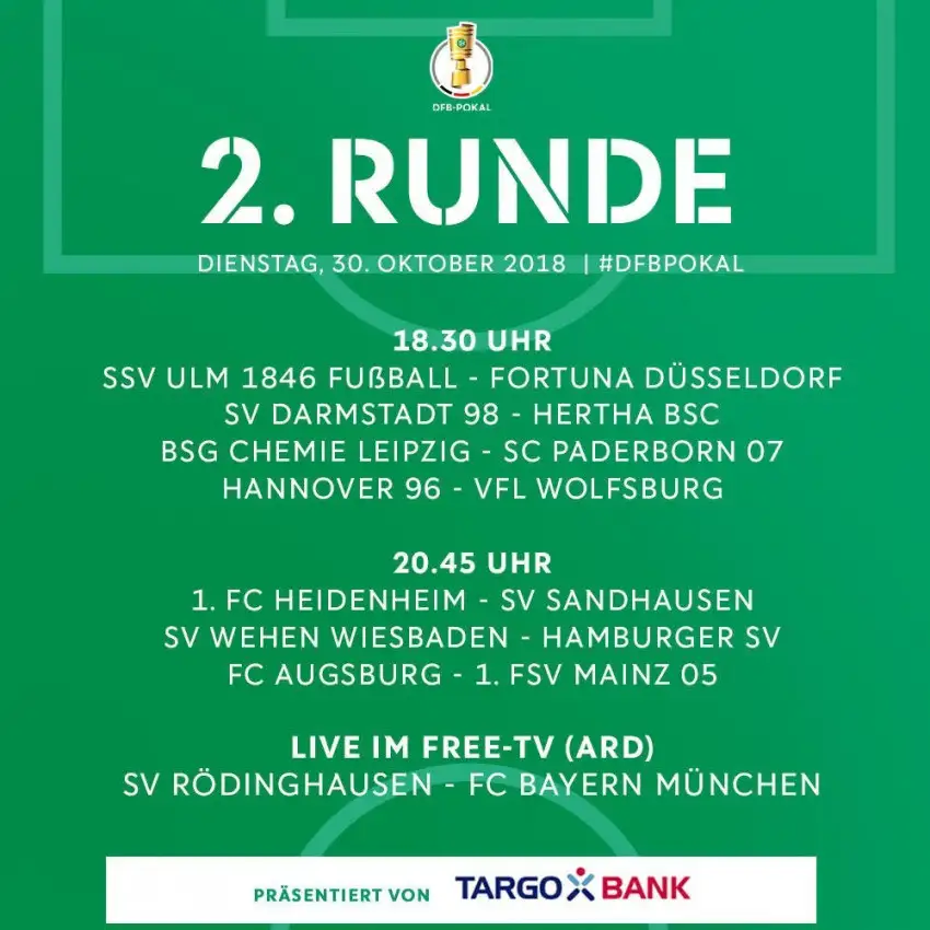 DFBPokal 2. tur maçlarının tarih ve saatleri belli oldu