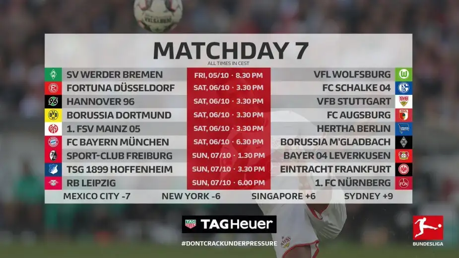 Bundesliga 7. hafta maç takvimi