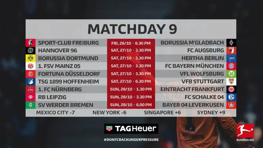 Bundesliga 'da 9. hafta fikstürü