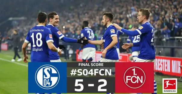 Schalke 04 günün kapanIş maçında kendi sahasında Nürnberg'i 5-2 mağlup etti