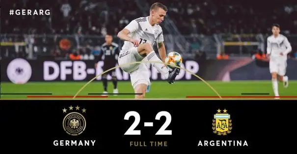 Hazırlık karşılaşmasında Almanya-Arjantin maçı 2-2 sonuçlandı