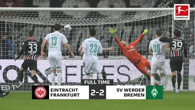 E. Frankfurt - W. Bremen maçı son dakikalarda gelen karşılıklı gollerle 2-2 sona erdi