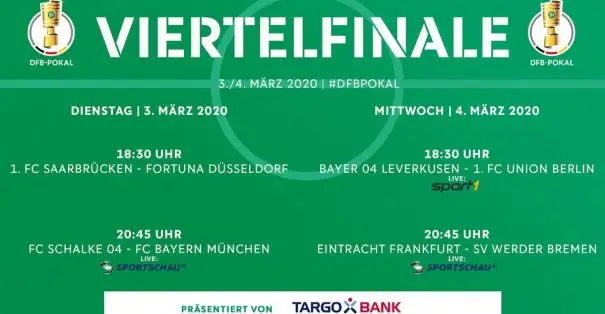 DFBPokal çeyrek final eşleşmelerinin tam saat ve günü belli oldu