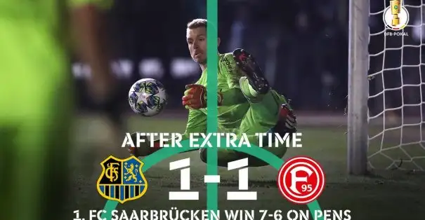 Saarbrücken kupa tarihinde yarı finale kalan ilk 4. seviye lig takımı oldu