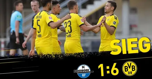 Günün son maçında B. Dortmund ligin son sırasındaki Paderborn'u 6-1 mağlup etti 