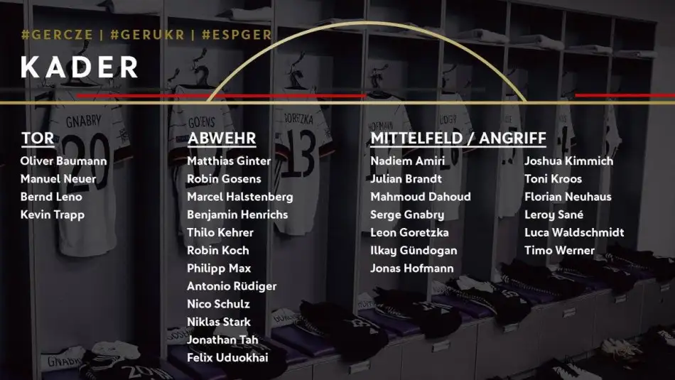 Almanya milli takımının Çekya, Ukrayna ve İspanya maçları için aday kadrosu açıklandı
