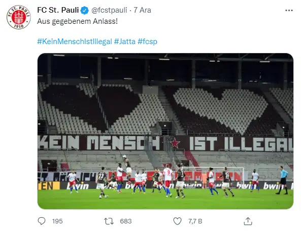 Hamburg taraftarları Bakery Jatta'ya açılan soruşturmaya tepki gösterdi